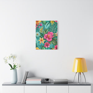 Folk Floral Pattern, South American Inspired 02 - 18 in x 24 in Matte Canvas, Stretched, 1.25 in