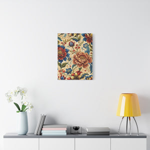 Folk Floral Pattern, Mongolian Inspired 01 - 18 in x 24 in Matte Canvas, Stretched, 1.25 in