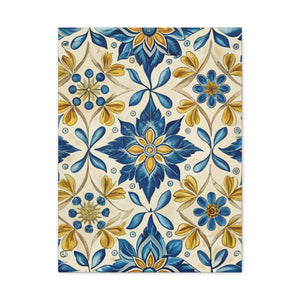 Folk Floral Pattern, Portuguese Inspired 01 - 18 in x 24 in Matte Canvas, Stretched, 1.25 in