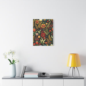 Folk Floral Pattern, Balkan Inspired 01 - 18 in x 24 in Matte Canvas, Stretched, 1.25 in