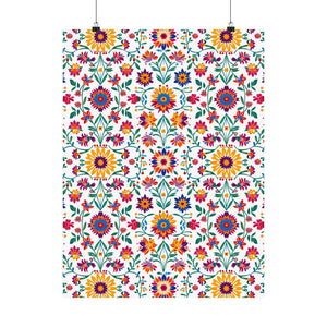 Mexican Floral Fiesta Pattern 027 - 18 in x 24 in Matte Poster
