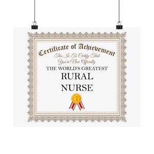 World's Greatest Rural Nurse - 14 in x 11 in Matte Poster
