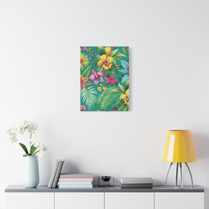Folk Floral Pattern, Colombian Inspired 02 - 18 in x 24 in Matte Canvas, Stretched, 1.25 in
