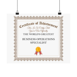 World's Greatest Business Operations Specialist - 14 in x 11 in Matte Poster