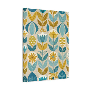 Folk Floral Pattern, Scandinavian Inspired 06 - 18 in x 24 in Matte Canvas, Stretched, 1.25 in