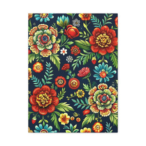 Folk Floral Pattern, Romanian Inspired 02 - 18 in x 24 in Matte Canvas, Stretched, 1.25 in