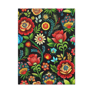 Folk Floral Pattern, Hungarian Inspired 07 - 18 in x 24 in Matte Canvas, Stretched, 1.25 in