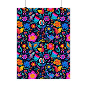 Mexican Floral Fiesta Pattern 049 - 18 in x 24 in Matte Poster