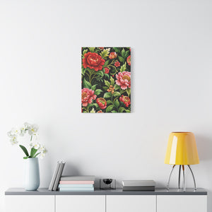 Folk Floral Pattern, Eastern European Inspired 02 - 18 in x 24 in Matte Canvas, Stretched, 1.25 in