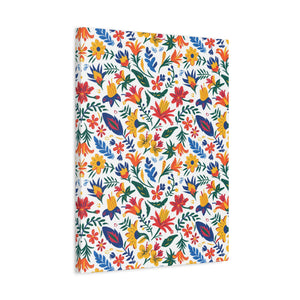 Mexican Floral Fiesta Pattern 021 - 18 in x 24 in Matte Canvas, Stretched, 1.25 in