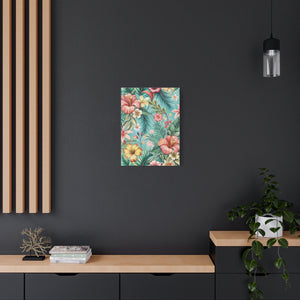 Folk Floral Pattern, Balinese Inspired 02 - 18 in x 24 in Matte Canvas, Stretched, 1.25 in