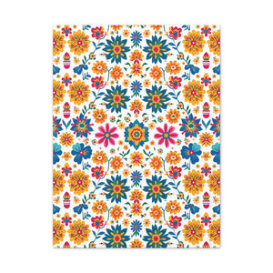 Mexican Floral Fiesta Pattern 025 - 18 in x 24 in Matte Canvas, Stretched, 1.25 in