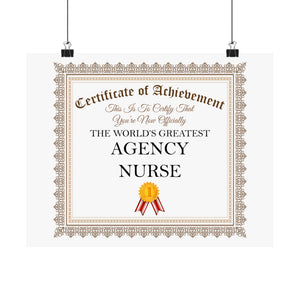 World's Greatest Agency Nurse - 14 in x 11 in Matte Poster