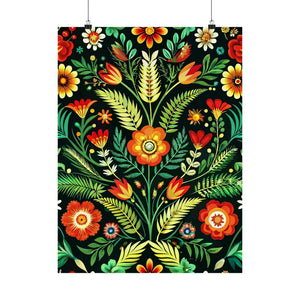Folk Floral Pattern, Polish Inspired 02 - 18 in x 24 in Matte Poster