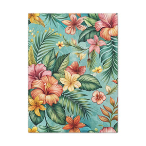 Folk Floral Pattern, Balinese Inspired 01 - 18 in x 24 in Matte Canvas, Stretched, 1.25 in