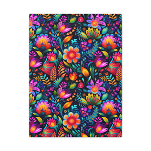 Mexican Floral Fiesta Pattern 056 - 18 in x 24 in Matte Canvas, Stretched, 1.25 in