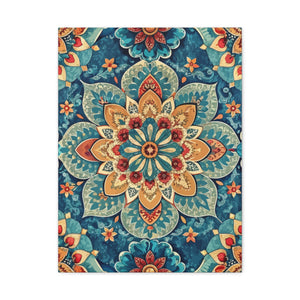 Folk Floral Pattern, Moroccan Inspired 05 - 18 in x 24 in Matte Canvas, Stretched, 1.25 in