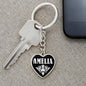 Amelia v01w - Heart Pendant Luxury Keychain