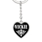Vickie v01w - Heart Pendant Luxury Keychain