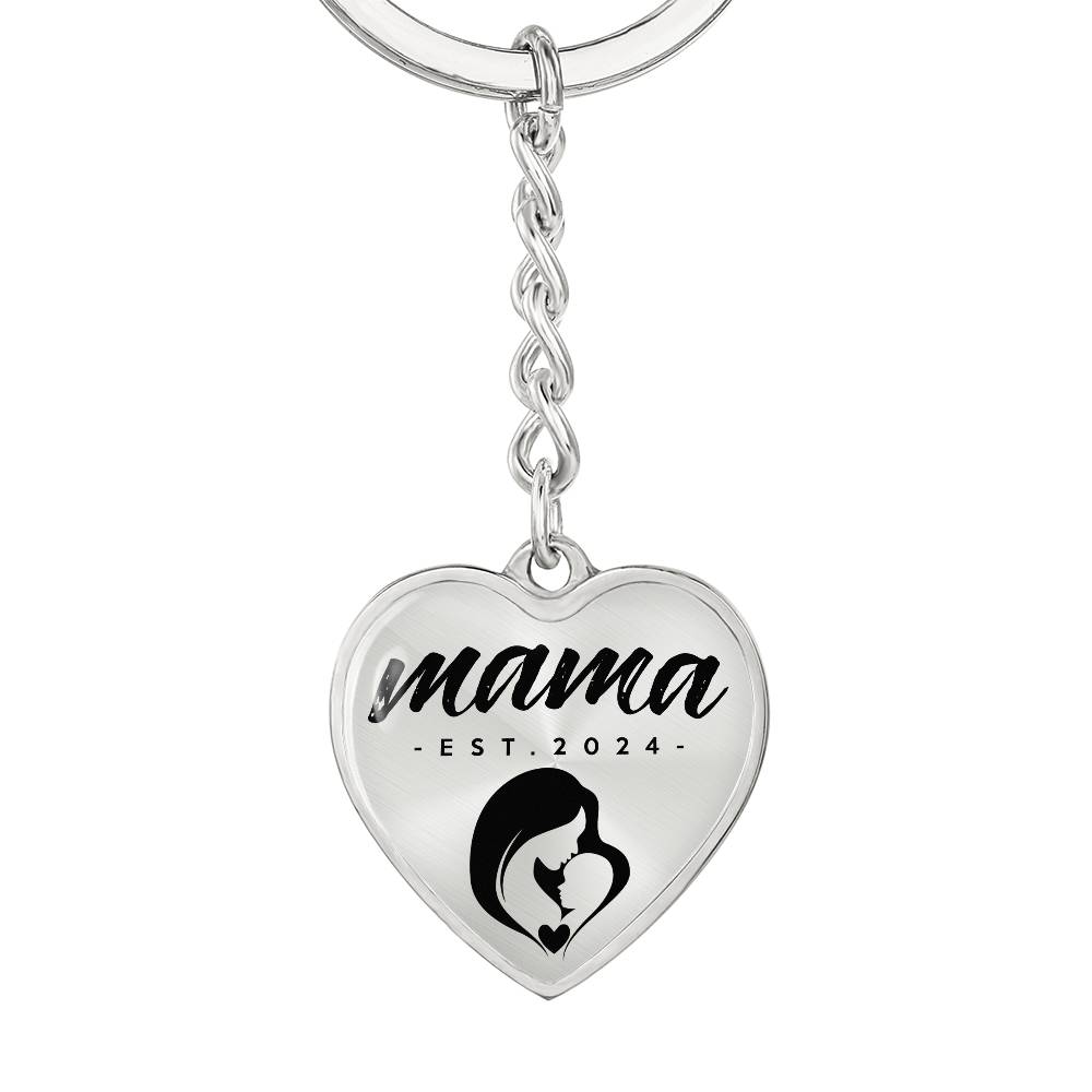 Mama, Est. 2024 - Heart Pendant Luxury Keychain