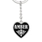 Amber v01w - Heart Pendant Luxury Keychain