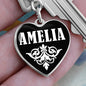 Amelia v01w - Heart Pendant Luxury Keychain