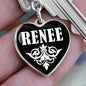 Renee v01w - Heart Pendant Luxury Keychain