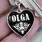 Olga v01w - Heart Pendant Luxury Keychain