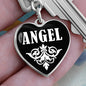 Angel v01w - Heart Pendant Luxury Keychain