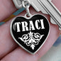 Traci v01w - Heart Pendant Luxury Keychain