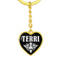 Terri v01w - Heart Pendant Luxury Keychain