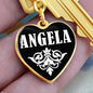 Angela v01w - Heart Pendant Luxury Keychain