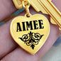 Aimee v01 - Heart Pendant Luxury Keychain