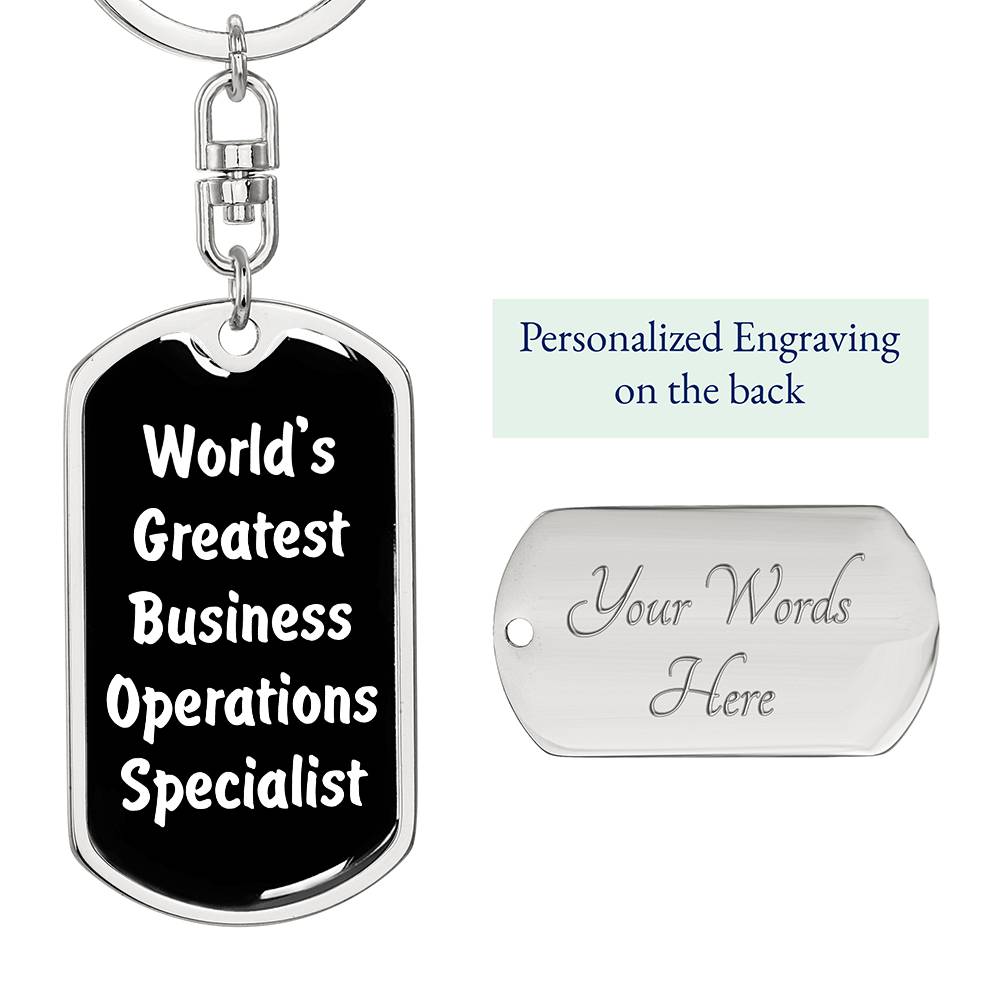 World's Greatest Business Operations Specialist v3 - Luxury Dog Tag Keychain
