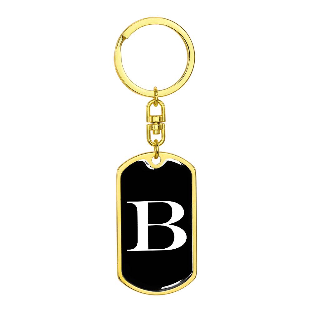 Initial B v3a - Luxury Dog Tag Keychain