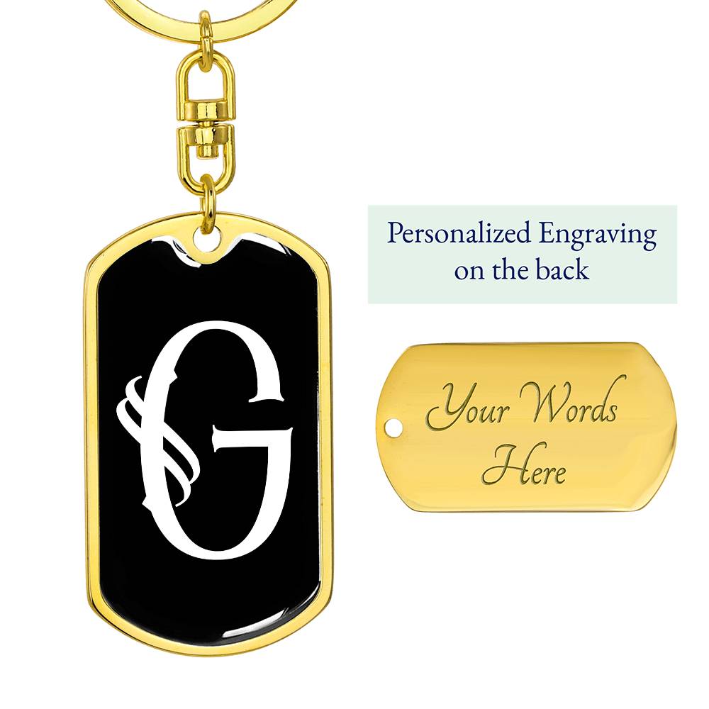 Initial G v001-13 - Luxury Dog Tag Keychain