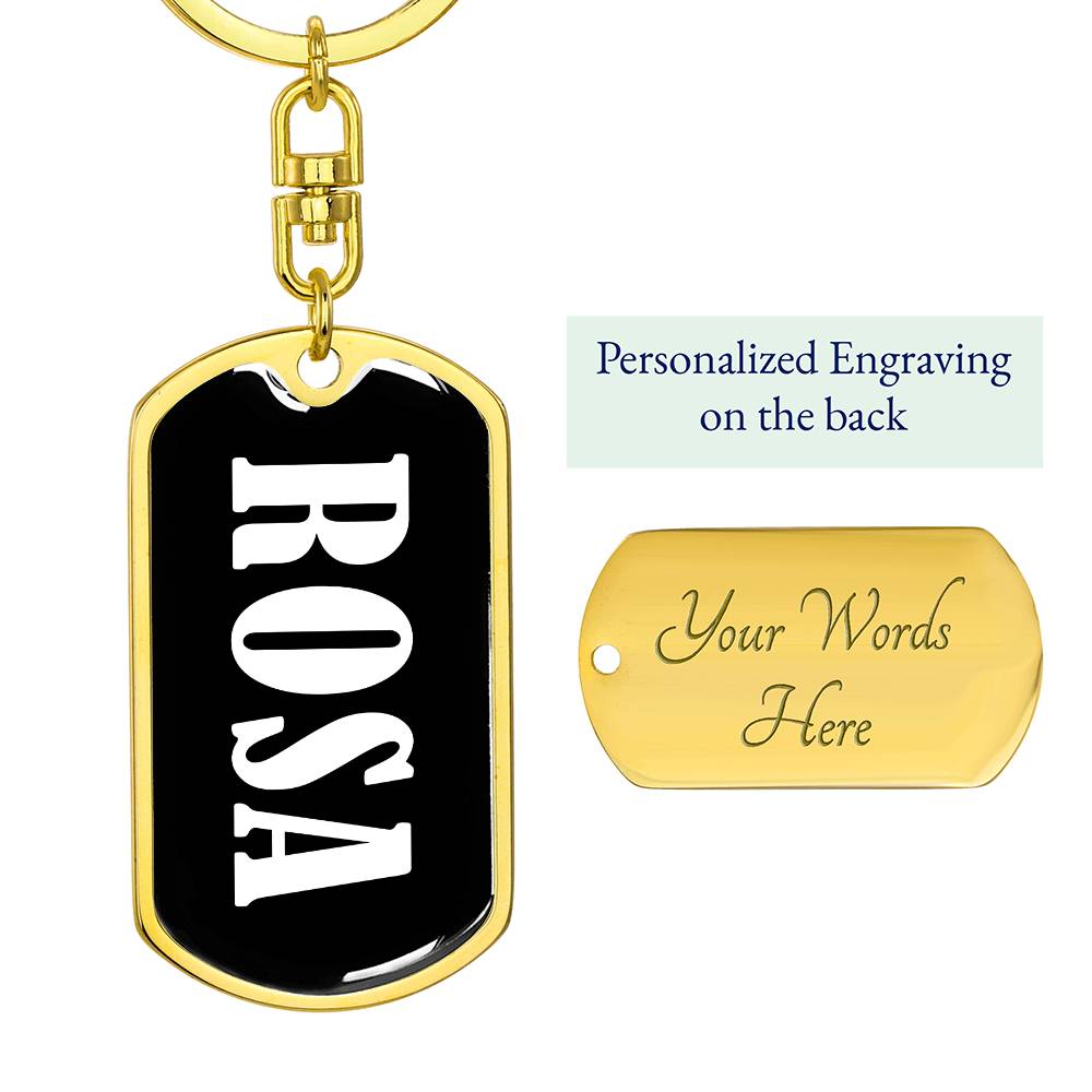 Rosa v01w - Luxury Dog Tag Keychain