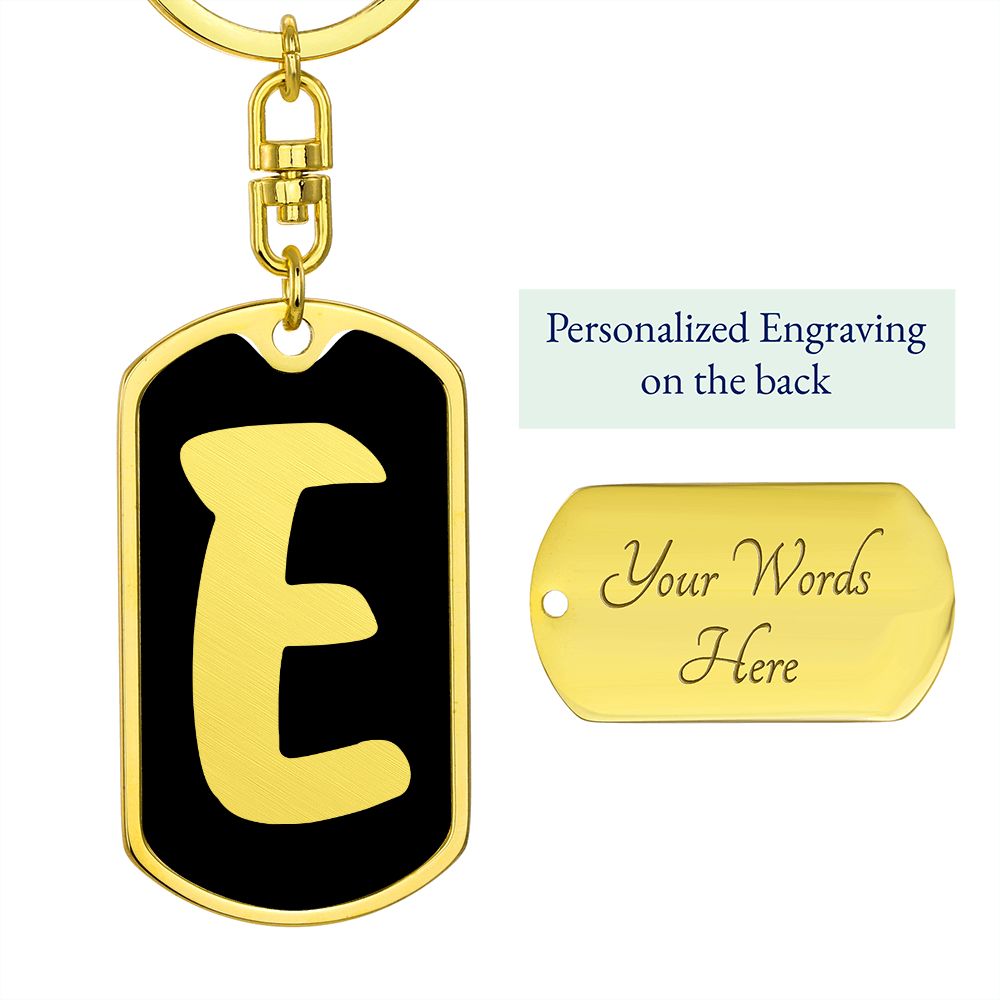 Initial E v2b - Luxury Dog Tag Keychain