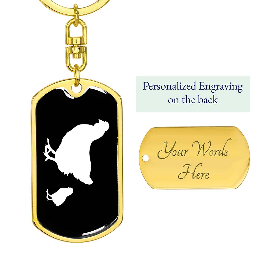 Mama Chicken With 1 Chick v3 - Luxury Dog Tag Keychain