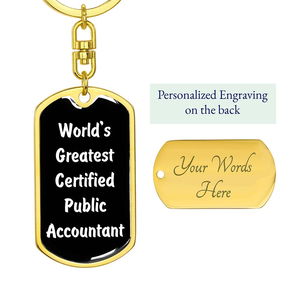 World's Greatest Certified Public Accountant v3 - Luxury Dog Tag Keychain
