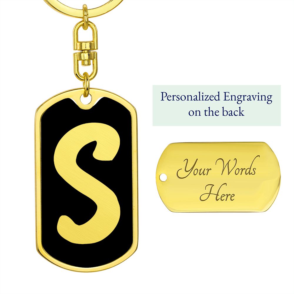 Initial S v2b - Luxury Dog Tag Keychain