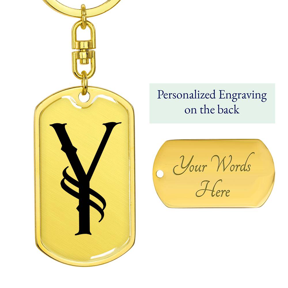 Initial Y v001-11 - Luxury Dog Tag Keychain