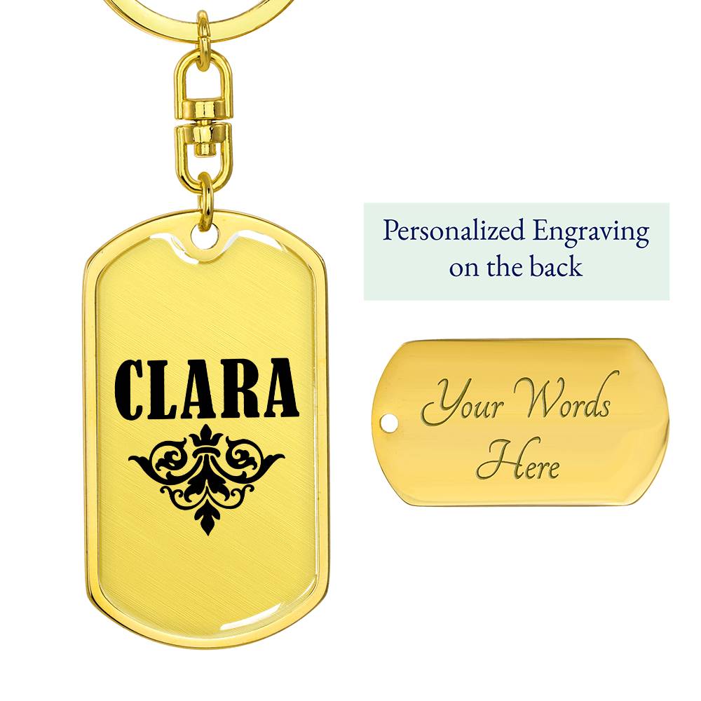 Clara v01a - Luxury Dog Tag Keychain
