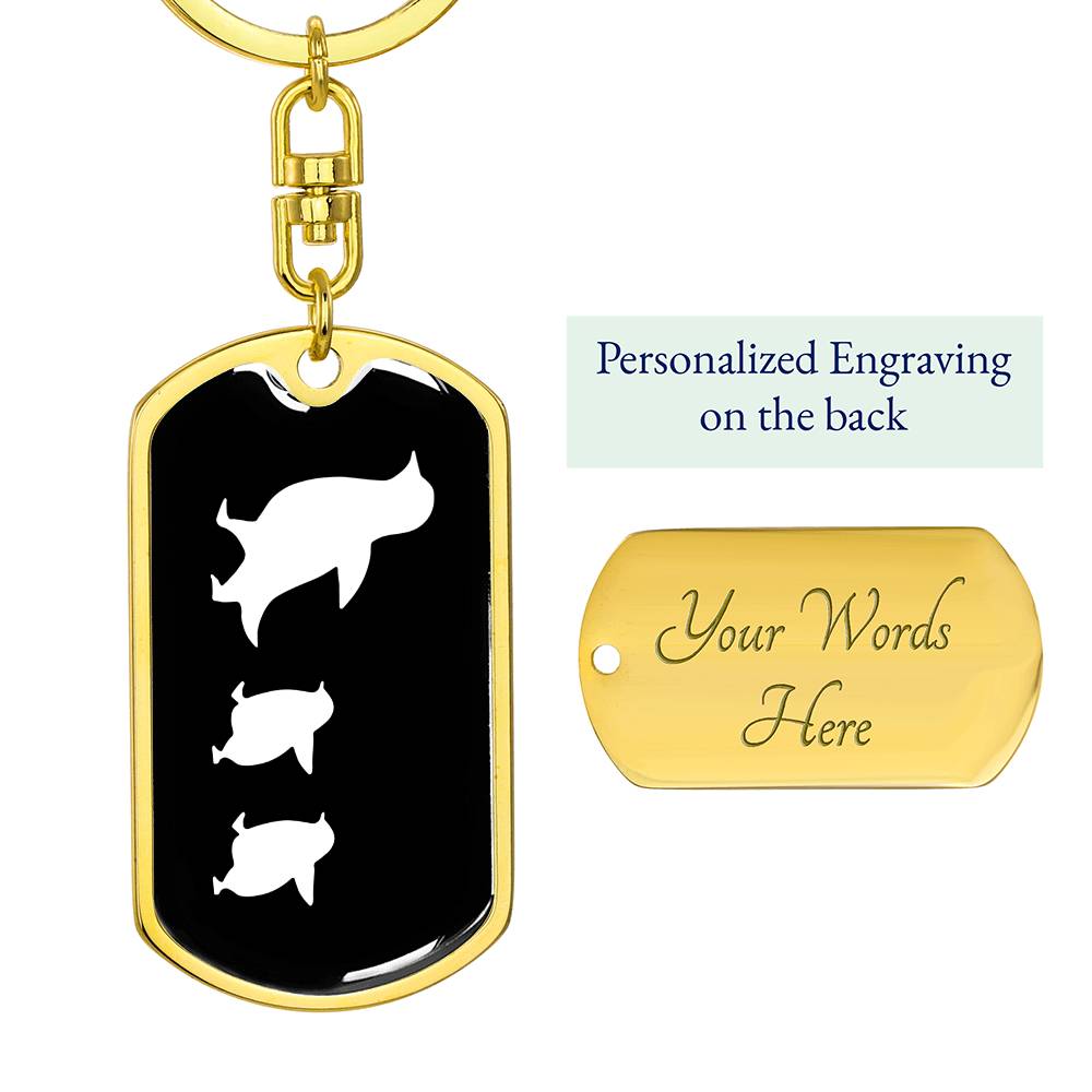 Mama Penguin With 2 Chicks v3 - Luxury Dog Tag Keychain