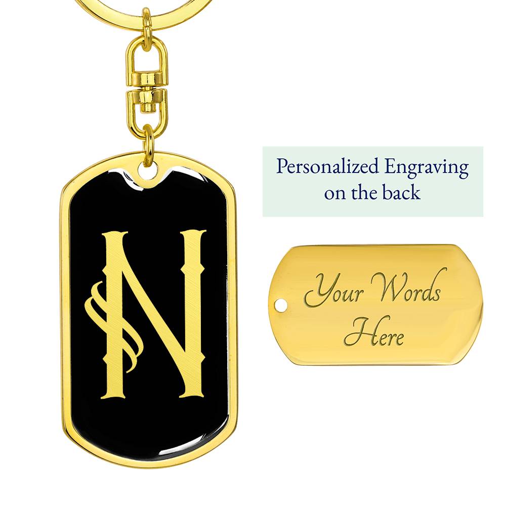 Initial N v001-12 - Luxury Dog Tag Keychain
