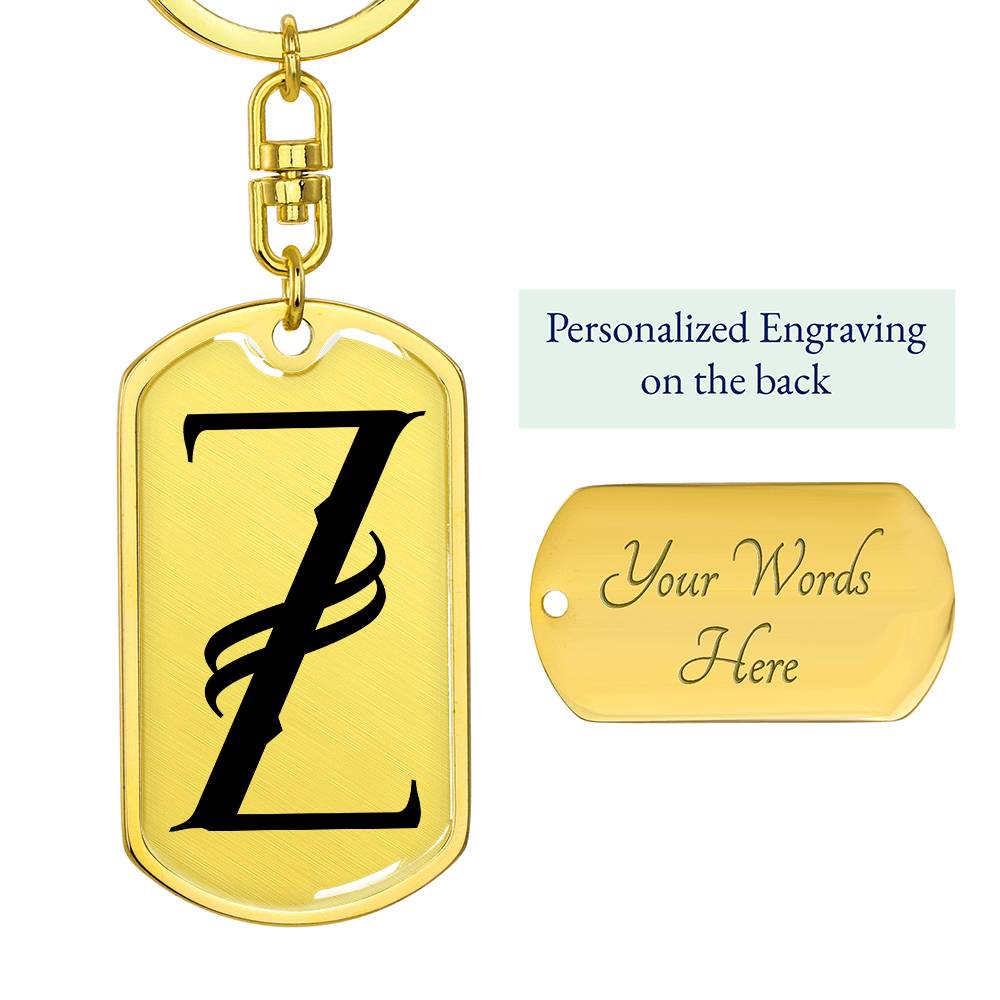 Initial Z v001-11 - Luxury Dog Tag Keychain