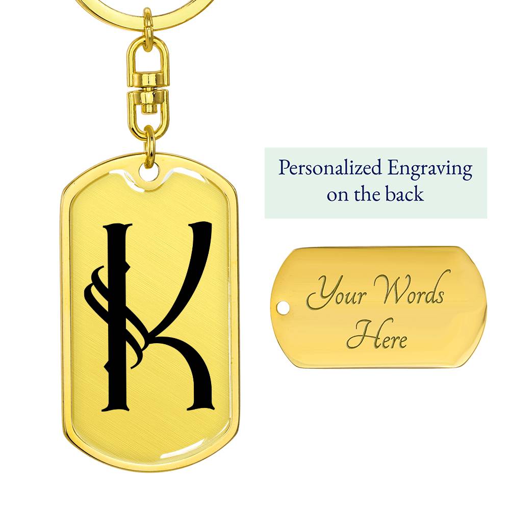 Initial K v001-11 - Luxury Dog Tag Keychain