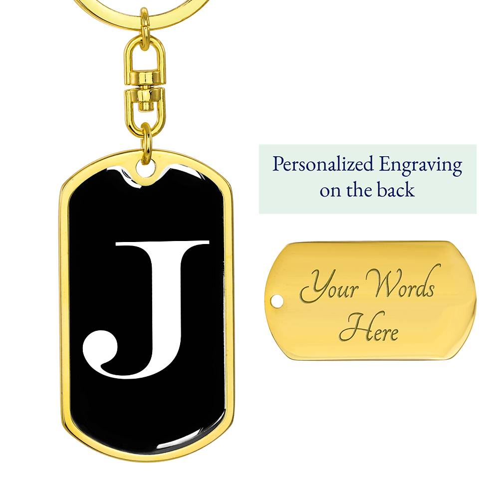 Initial J v3a - Luxury Dog Tag Keychain