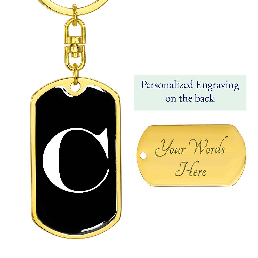 Initial C v3a - Luxury Dog Tag Keychain