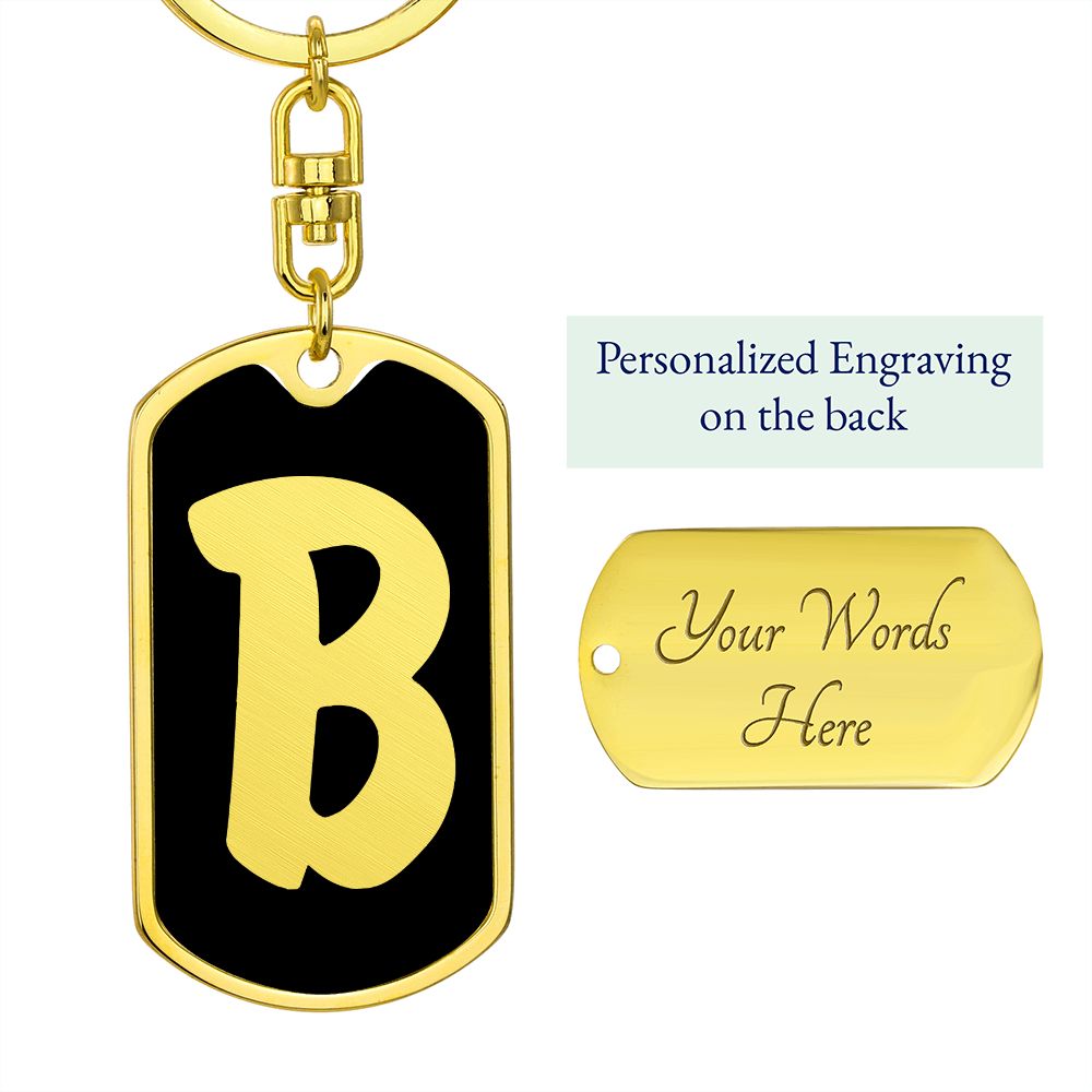 Initial B v2b - Luxury Dog Tag Keychain